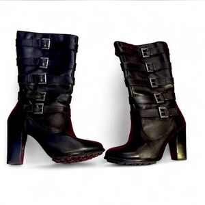 Harley Davidson Stylish Black Buckle Riding Boots for Women